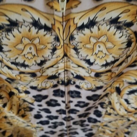 GORGEOUS YELLOW & GOLD & BLACK LEOPARD PRINT DRESS!! NEVER WORN 100% SILK LINING - Picture 16 of 17